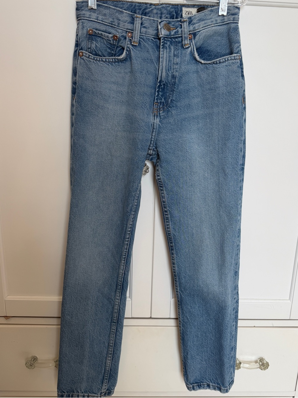 Zara Medium Blue Straight Leg Jeans 2